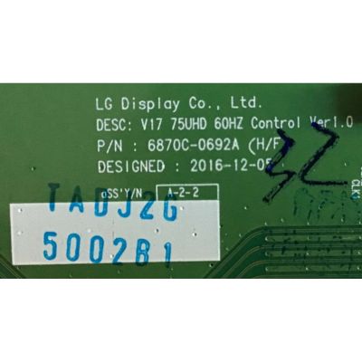 KIT DE TARJETAS TV LG / MAIN EBT64473504 / EAX67187104(1.0) / FUENTE EAY64489681 / EAX67264301(1.4) / T-CON LJ94-5002B / 6870C-0692A / PANEL LC750EGE (FK)(M1) / MODELO 75UJ657A-UB.BUSYLJR - Imagen 6